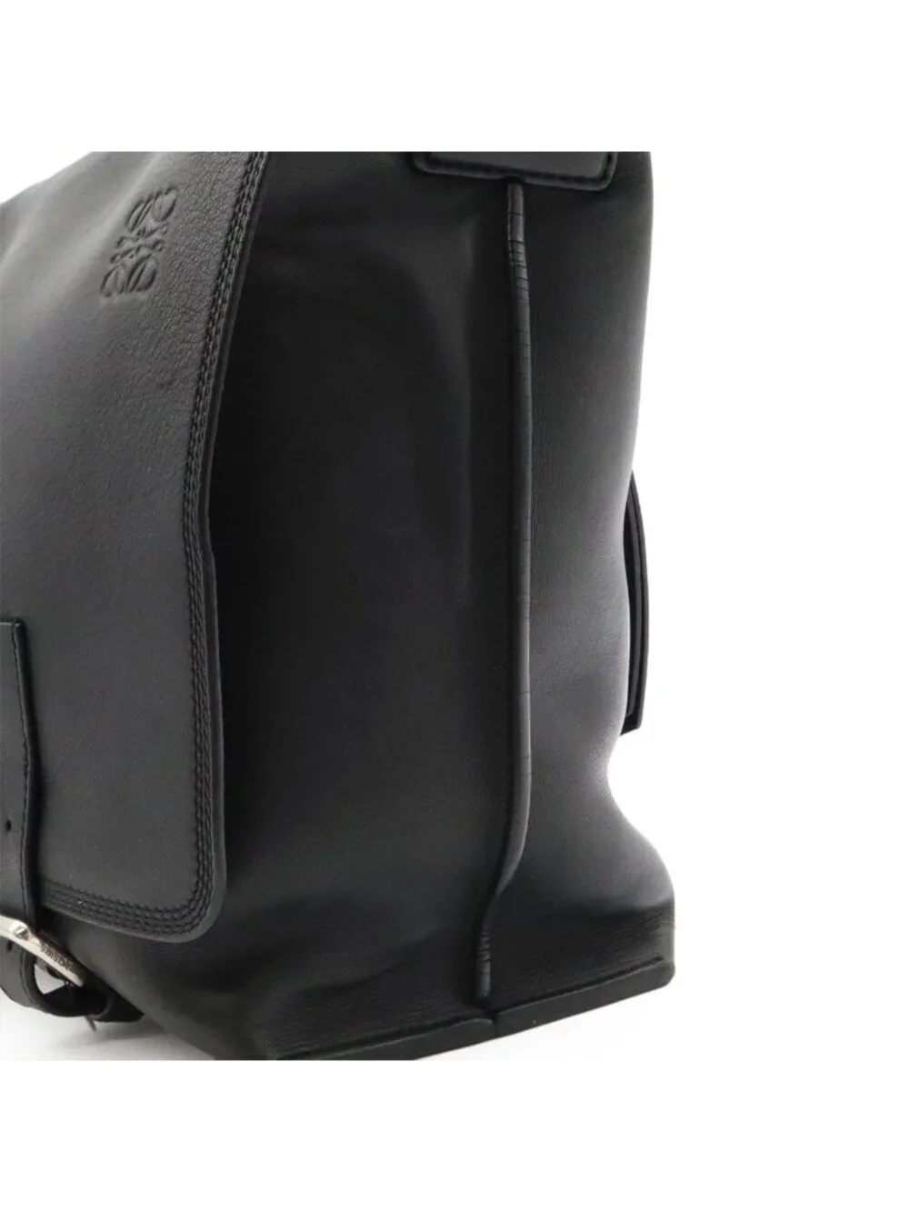 Loewe Anagram Military Messenger Bag Canvas Leather Black Silver